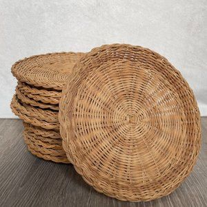 Boho Rustic Woven Rattan Chargers Wicker Paper Plate Holders Trays 9" (13)
